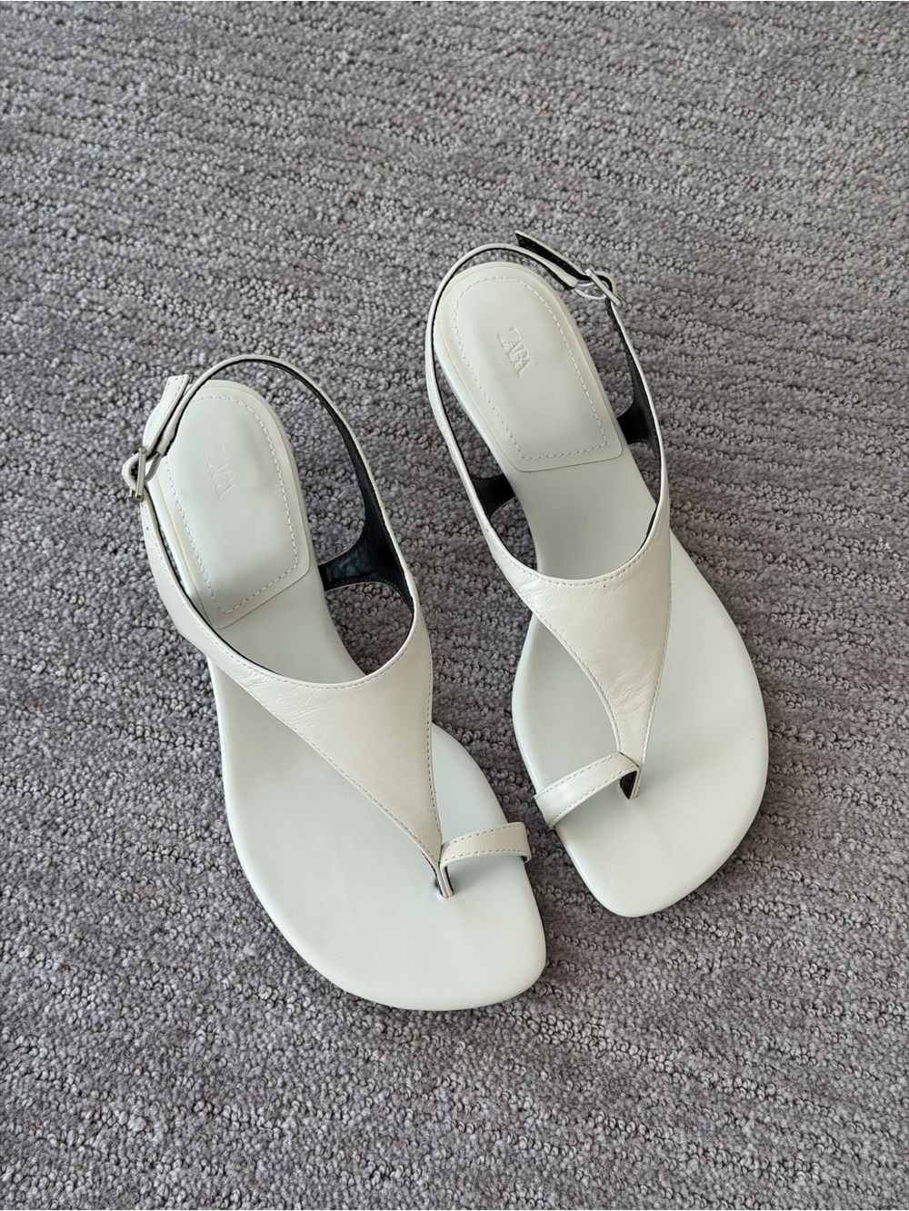 Zara White Kitten Heel Sandals